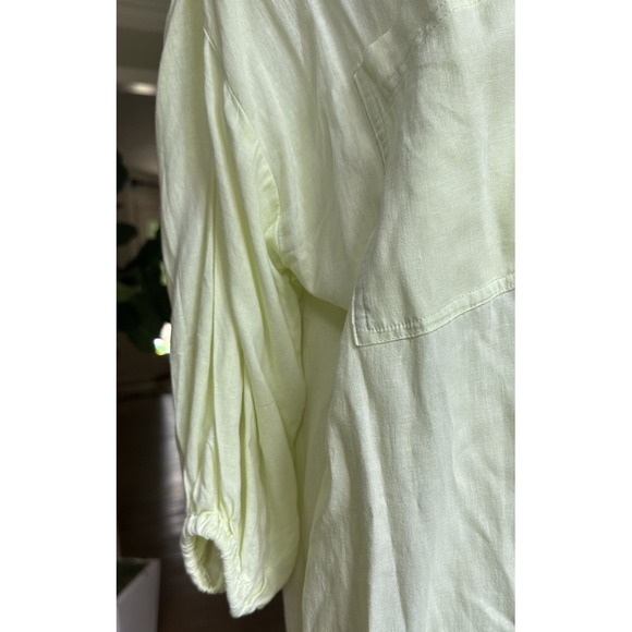NWT Linen/Rayon Young Fabulous & Broke Lime Yellow Button Down Tunic Dress Sz M - Picture 2 of 7